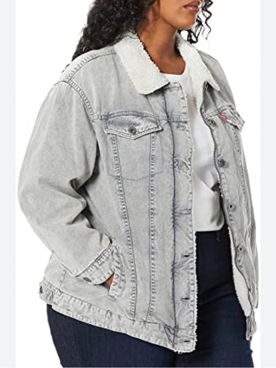 Levi's Jackets & Blazers - Levi's Acid-Wash Sherpa Denim Jacket in Faded Gray and Cream